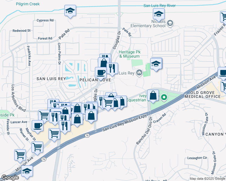 map of restaurants, bars, coffee shops, grocery stores, and more near 138 Steven Lane in Oceanside