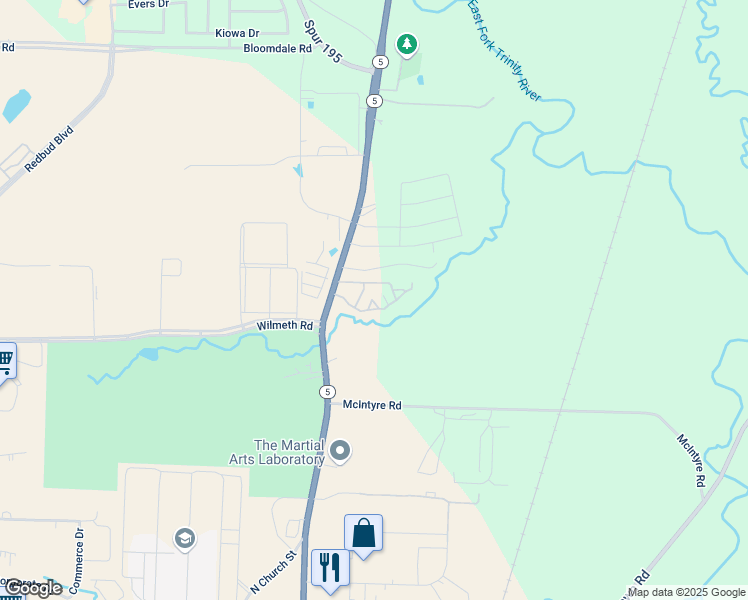map of restaurants, bars, coffee shops, grocery stores, and more near 3352 North McDonald Street in McKinney