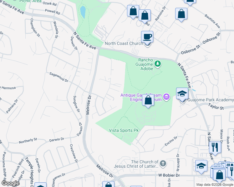 map of restaurants, bars, coffee shops, grocery stores, and more near 241 Richard Court in Oceanside