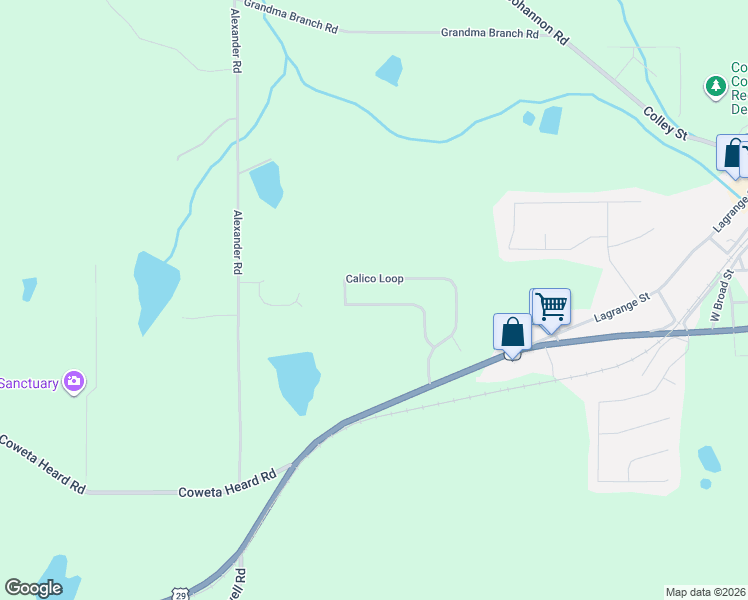 map of restaurants, bars, coffee shops, grocery stores, and more near 140 Calico Loop in Grantville