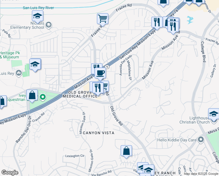 map of restaurants, bars, coffee shops, grocery stores, and more near 179 Avenida Las Brisas in Oceanside