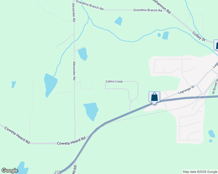 map of restaurants, bars, coffee shops, grocery stores, and more near 140 Calico Loop in Grantville