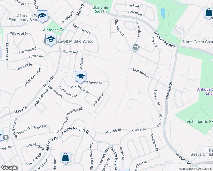 map of restaurants, bars, coffee shops, grocery stores, and more near 1317 Paseo Hermosa in Oceanside