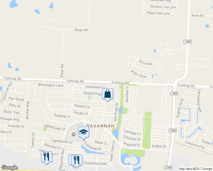 map of restaurants, bars, coffee shops, grocery stores, and more near 1155 Charleston Lane in Aubrey