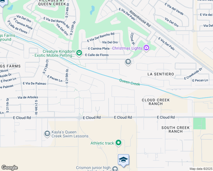 map of restaurants, bars, coffee shops, grocery stores, and more near 23953 South 217th Way in Queen Creek