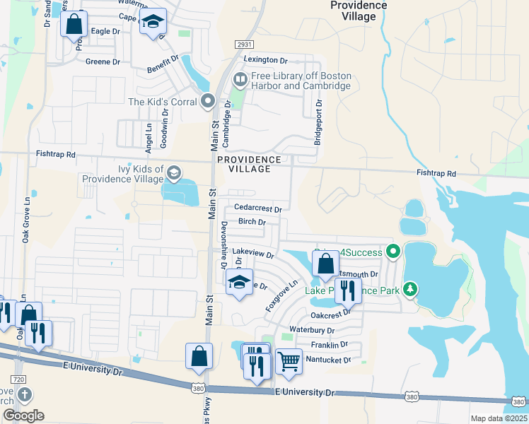 map of restaurants, bars, coffee shops, grocery stores, and more near 9870 Cedarcrest Drive in Denton County