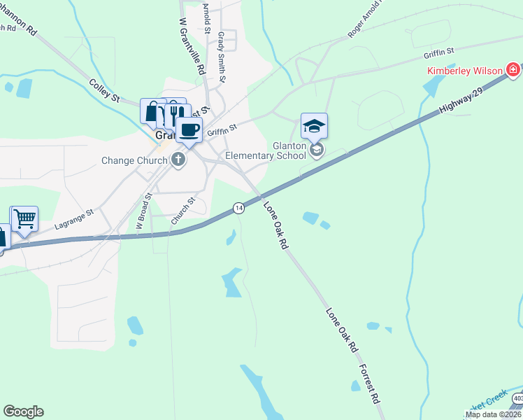 map of restaurants, bars, coffee shops, grocery stores, and more near 5984 U.S. 29 in Grantville