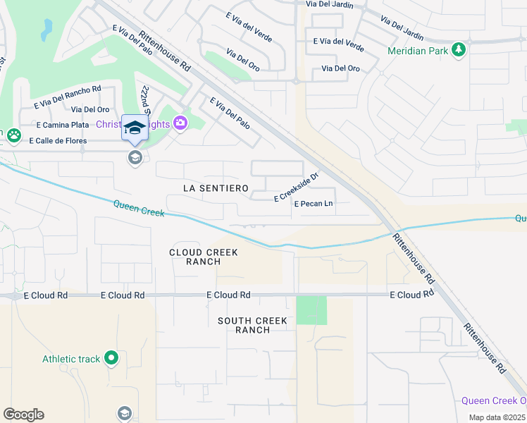 map of restaurants, bars, coffee shops, grocery stores, and more near 22369 East Sentiero Drive in Queen Creek