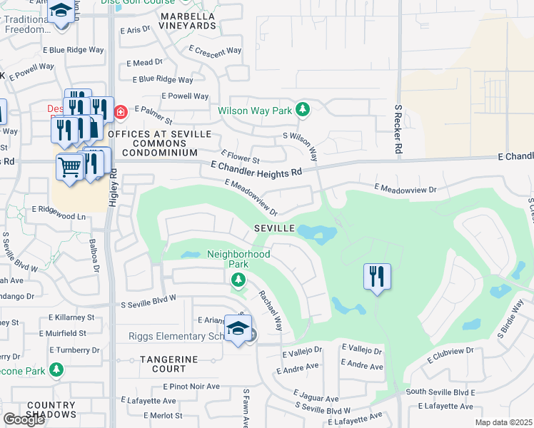 map of restaurants, bars, coffee shops, grocery stores, and more near in Gilbert