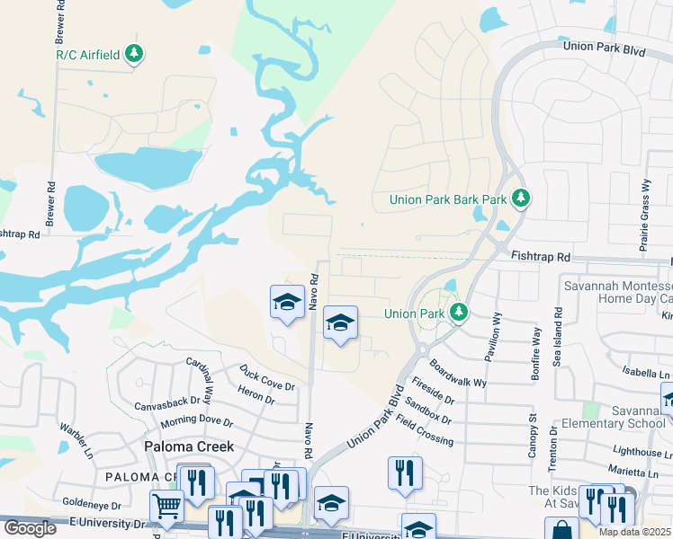 map of restaurants, bars, coffee shops, grocery stores, and more near 1435 Navo Road in Aubrey