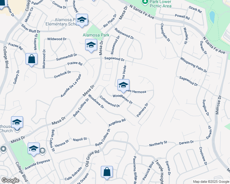 map of restaurants, bars, coffee shops, grocery stores, and more near 1328 Woodhaven Drive in Oceanside