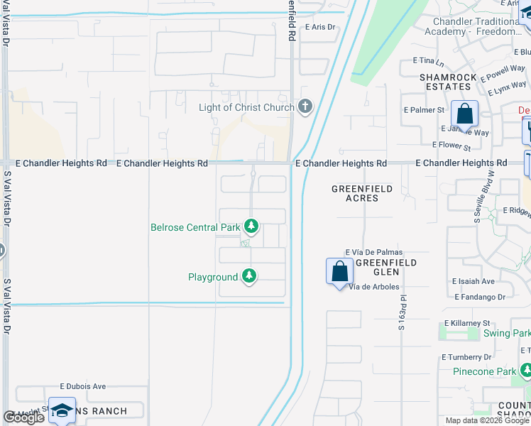 map of restaurants, bars, coffee shops, grocery stores, and more near 23602-24392 Roosevelt Wcd Csr in Gilbert