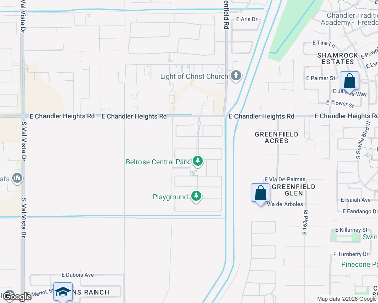map of restaurants, bars, coffee shops, grocery stores, and more near 23602-24392 Roosevelt Wcd Csr in Gilbert
