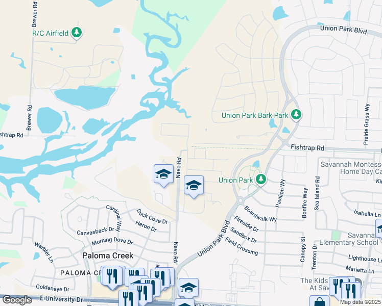 map of restaurants, bars, coffee shops, grocery stores, and more near 1435 Navo Road in Aubrey
