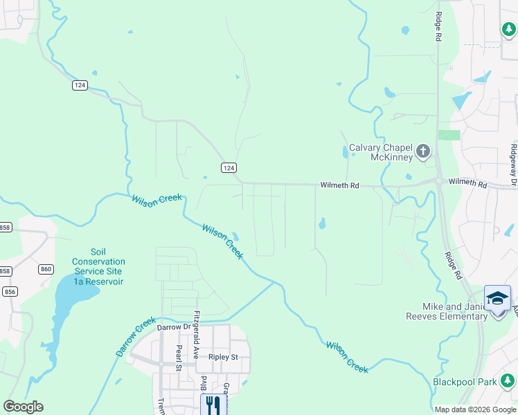 map of restaurants, bars, coffee shops, grocery stores, and more near 2825 Country Church Road in McKinney