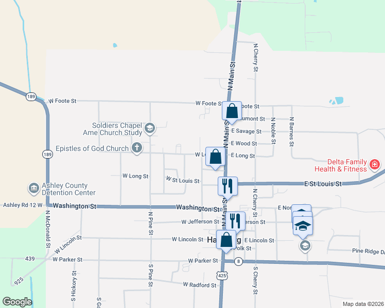 map of restaurants, bars, coffee shops, grocery stores, and more near 705 North Elkton Street in Hamburg