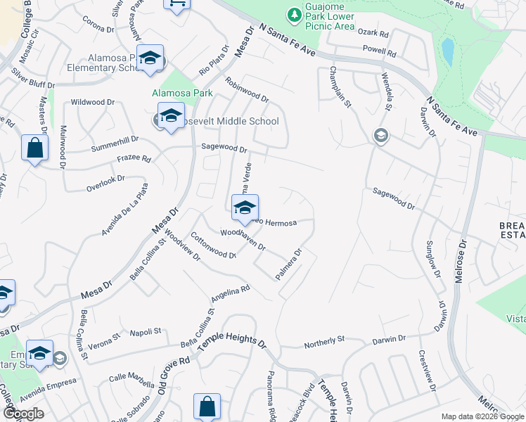 map of restaurants, bars, coffee shops, grocery stores, and more near 5111 El Circulo in Oceanside