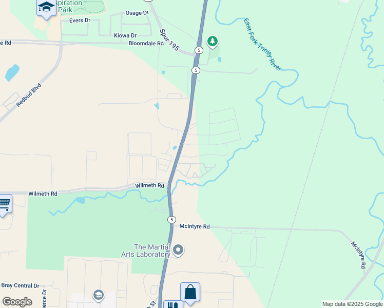 map of restaurants, bars, coffee shops, grocery stores, and more near 3404 North McDonald Street in McKinney