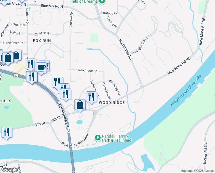map of restaurants, bars, coffee shops, grocery stores, and more near 611 Woodridge Drive in Tuscaloosa