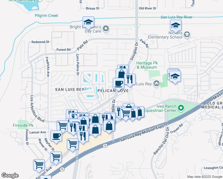 map of restaurants, bars, coffee shops, grocery stores, and more near 318 Island Way in Oceanside