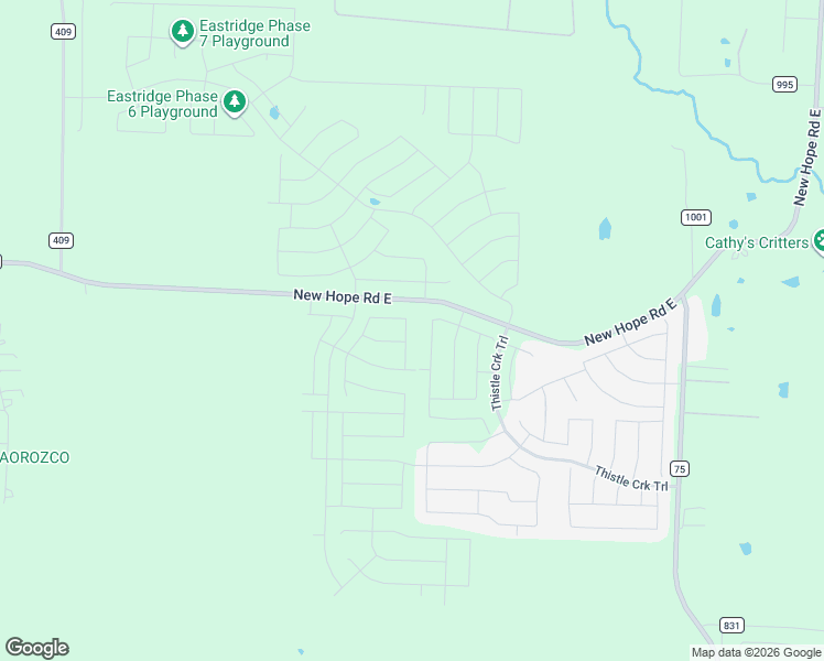 map of restaurants, bars, coffee shops, grocery stores, and more near 4400-4698 New Hope Road East in McKinney