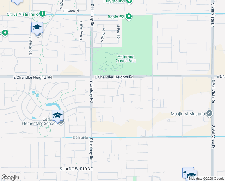 map of restaurants, bars, coffee shops, grocery stores, and more near 4211 East Nolan Place in Chandler