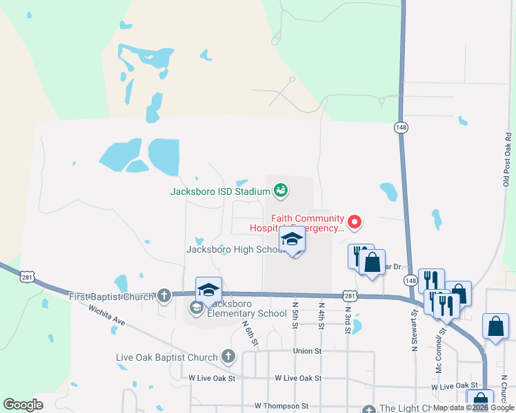 map of restaurants, bars, coffee shops, grocery stores, and more near 234 Louisville Circle in Jacksboro