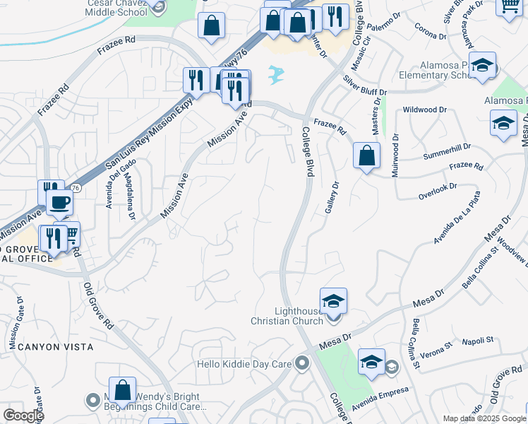 map of restaurants, bars, coffee shops, grocery stores, and more near 1156 Masterpiece Drive in Oceanside