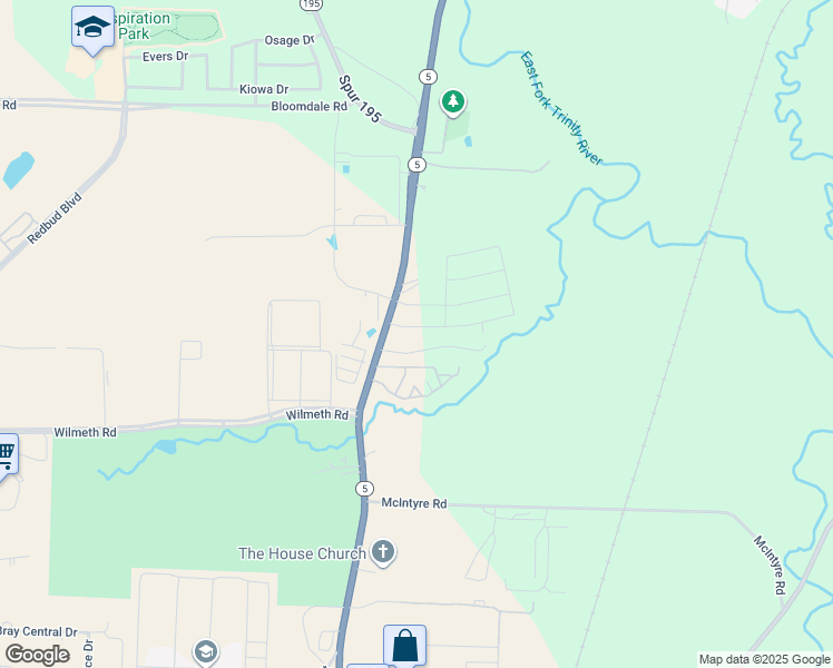 map of restaurants, bars, coffee shops, grocery stores, and more near 416 Twin Knoll Drive in McKinney