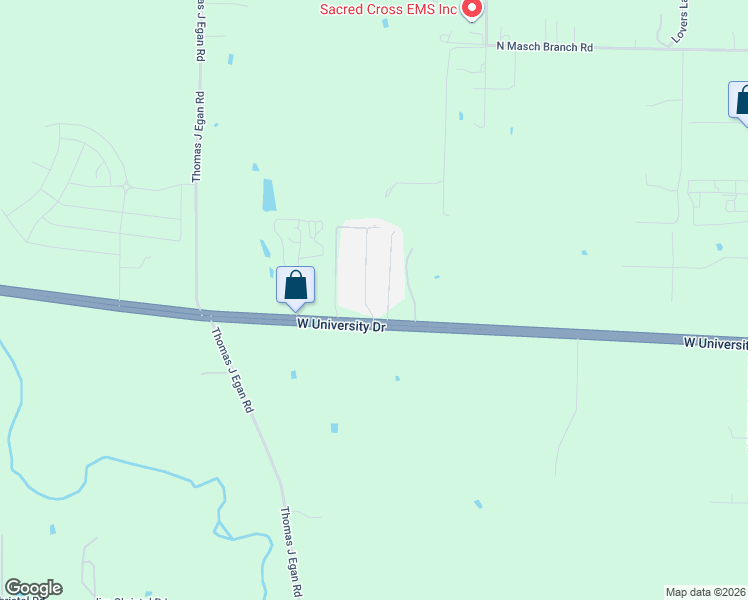 map of restaurants, bars, coffee shops, grocery stores, and more near 1160 Cottonwood Lane in Denton