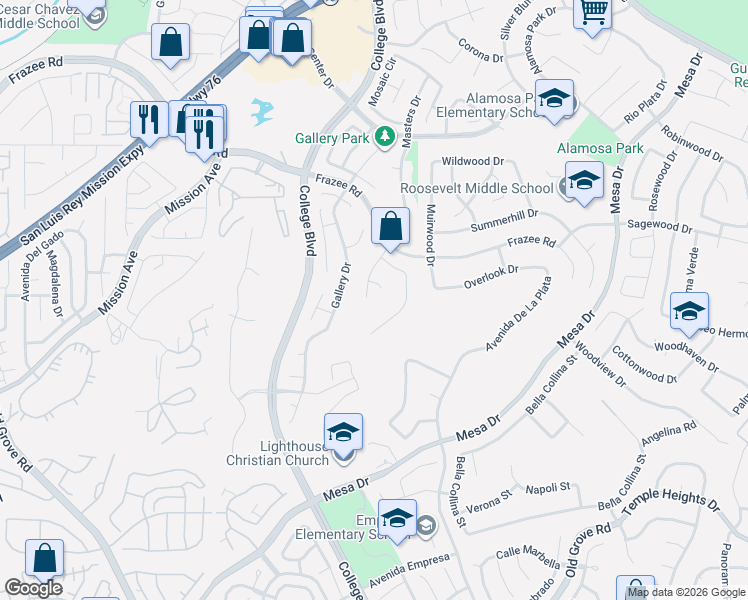 map of restaurants, bars, coffee shops, grocery stores, and more near 997 Masters Drive in Oceanside