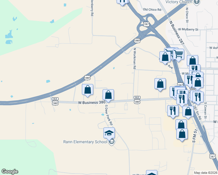 map of restaurants, bars, coffee shops, grocery stores, and more near 307 South Valcik Street in Decatur
