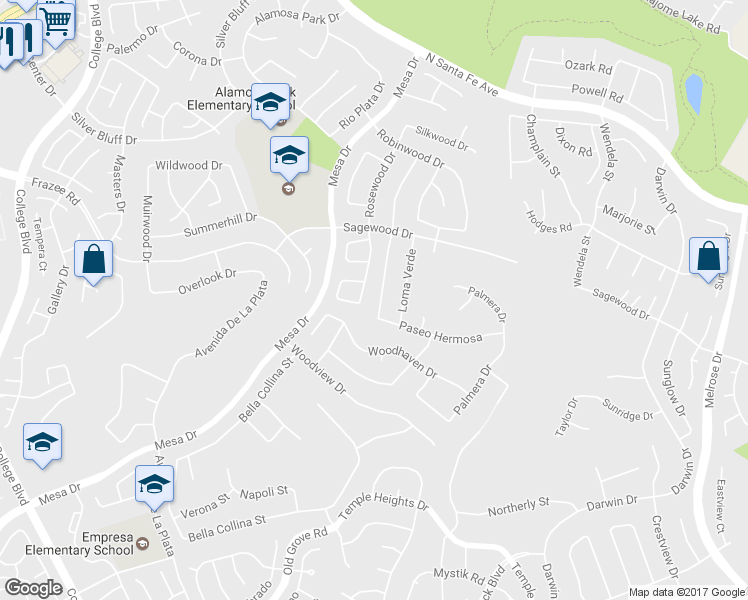 map of restaurants, bars, coffee shops, grocery stores, and more near 5114 Mandarin Drive in Oceanside