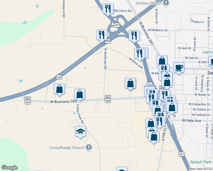 map of restaurants, bars, coffee shops, grocery stores, and more near 211 South Sendero Drive in Decatur