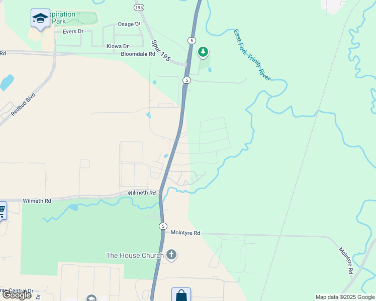 map of restaurants, bars, coffee shops, grocery stores, and more near 416 Twin Knoll Drive in McKinney