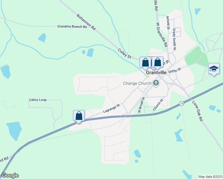map of restaurants, bars, coffee shops, grocery stores, and more near 1 Evan Court in Grantville