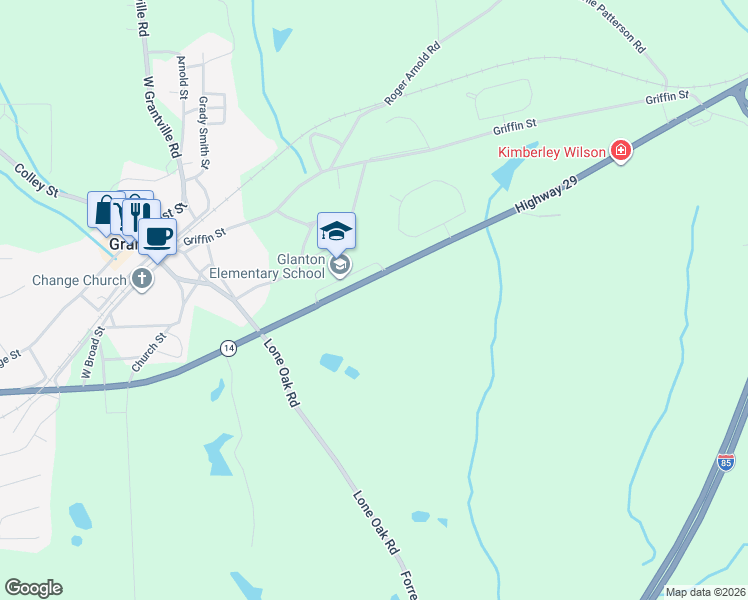 map of restaurants, bars, coffee shops, grocery stores, and more near 5710 U.S. 29 in Grantville