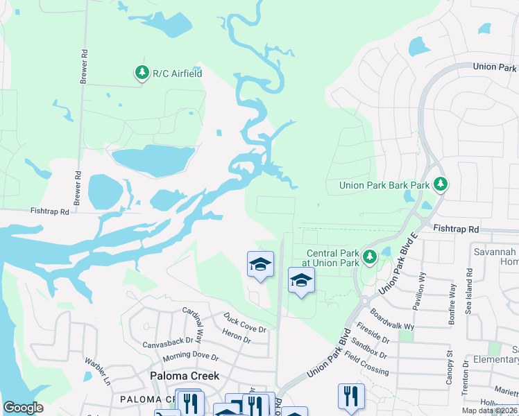 map of restaurants, bars, coffee shops, grocery stores, and more near 13087 Fishtrap Road in Aubrey