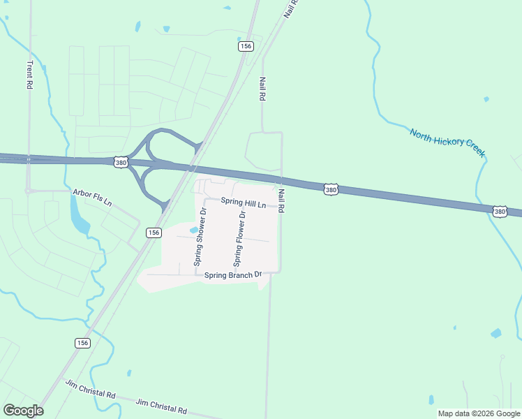 map of restaurants, bars, coffee shops, grocery stores, and more near 6511 Spring Hill Lane in Krum