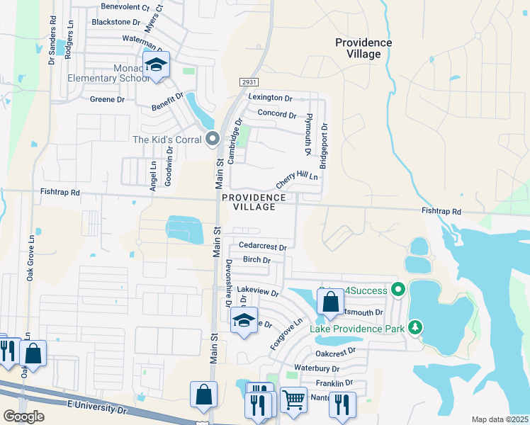 map of restaurants, bars, coffee shops, grocery stores, and more near 11272 Fishtrap Road in Aubrey