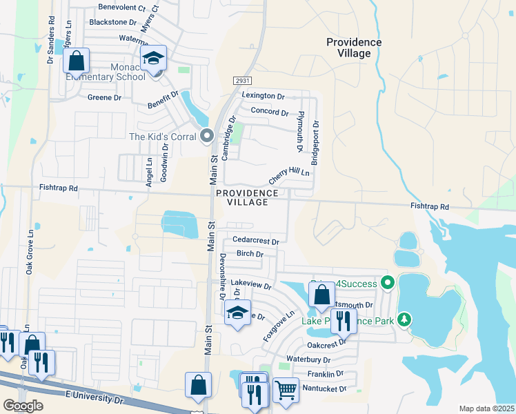 map of restaurants, bars, coffee shops, grocery stores, and more near 11272 Fishtrap Rd in Aubrey