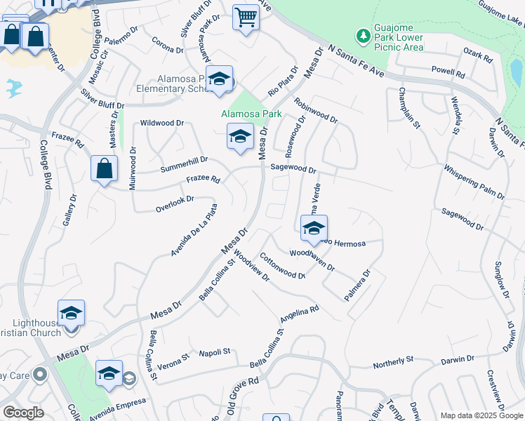 map of restaurants, bars, coffee shops, grocery stores, and more near 5126 Maplewood Circle in Oceanside