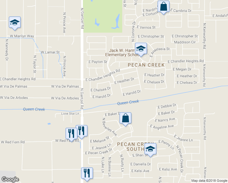map of restaurants, bars, coffee shops, grocery stores, and more near 38997 N Luke Ln in San Tan Valley