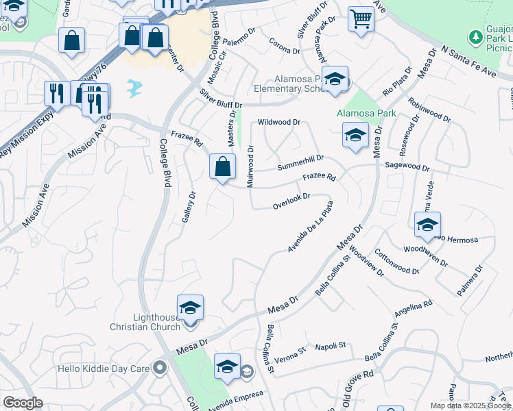 map of restaurants, bars, coffee shops, grocery stores, and more near 862 Muirwood Drive in Oceanside