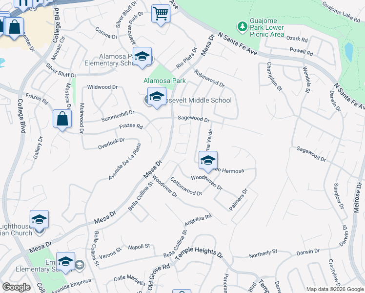 map of restaurants, bars, coffee shops, grocery stores, and more near 5147 Maplewood Circle in Oceanside