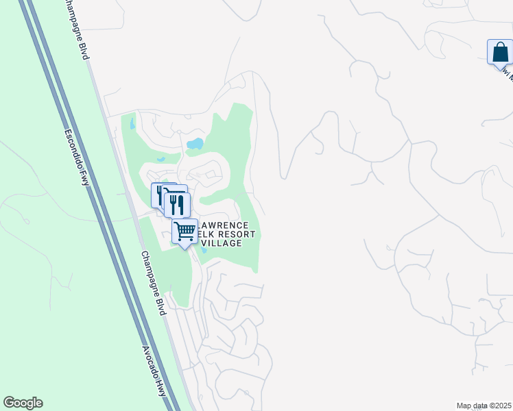 map of restaurants, bars, coffee shops, grocery stores, and more near 8860 Lawrence Welk Drive in Escondido