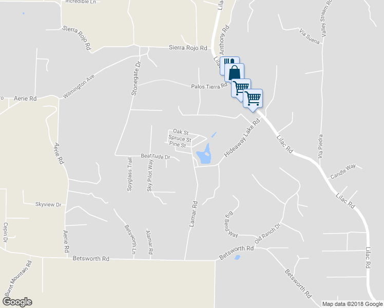map of restaurants, bars, coffee shops, grocery stores, and more near Lake Drive Circle in Valley Center