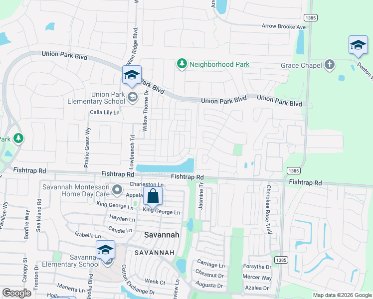 map of restaurants, bars, coffee shops, grocery stores, and more near 7004 Paddock Lane in Little Elm