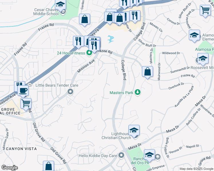 map of restaurants, bars, coffee shops, grocery stores, and more near 4605 Serigraph Court in Oceanside