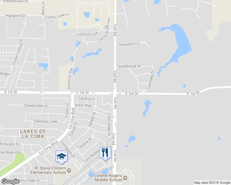 map of restaurants, bars, coffee shops, grocery stores, and more near 972 Coit Road in Prosper